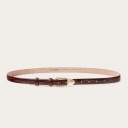 Thin belt with a buckle, brown croco pattern